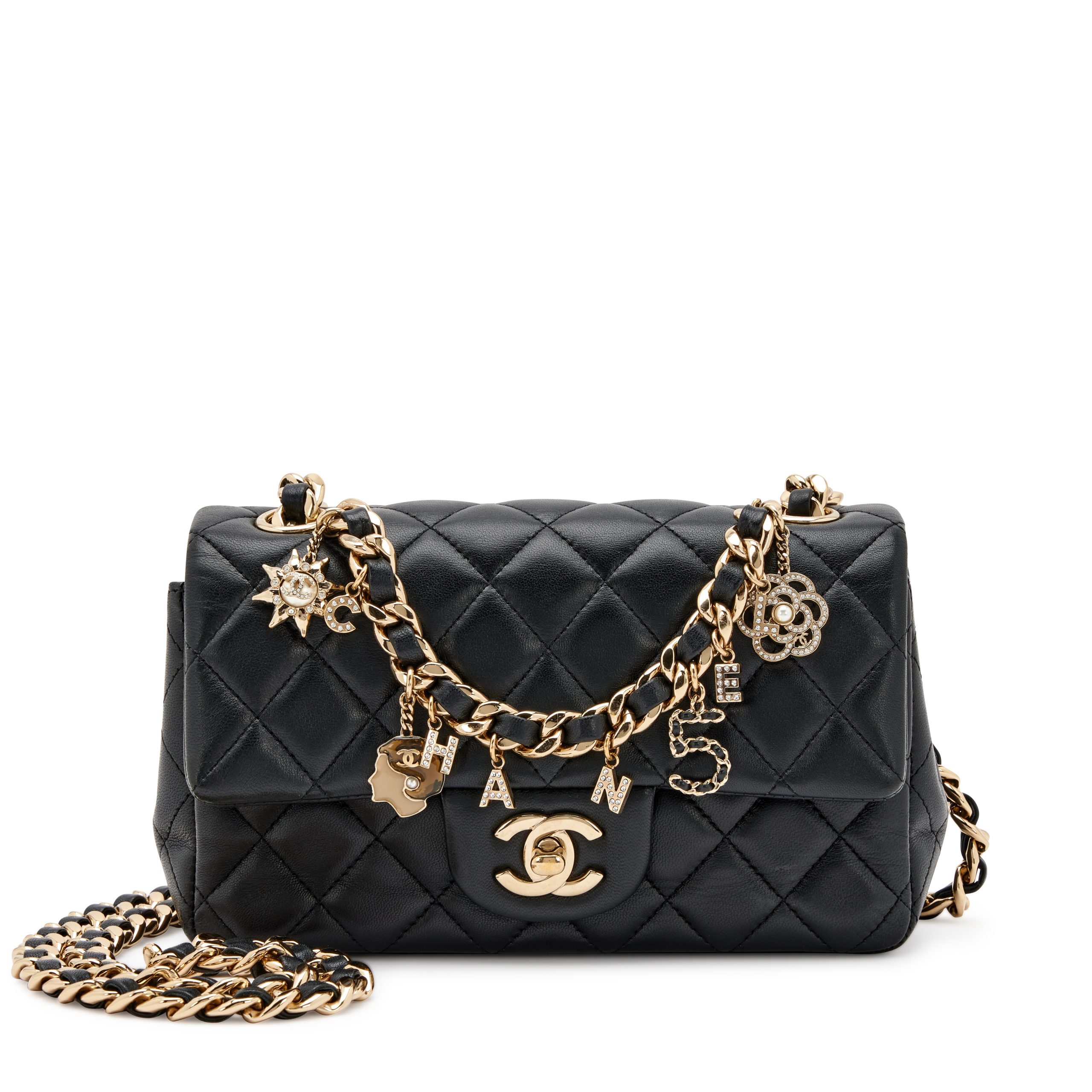 Black Quilted Lambskin Mini Rectangular Coco Charms Flap Bag 1 Black Quilted Lambskin Mini Rectangular Coco Charms Flap Bag 1