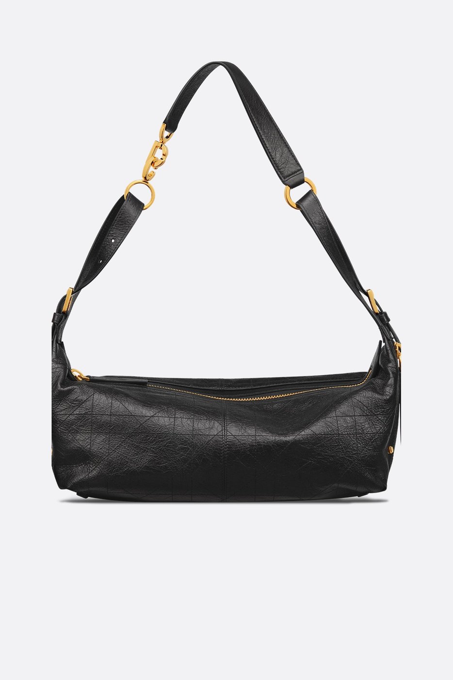 Medium D-Journey Bag in Crinkled Calfskin - Black Flat Macrocannage 1 Medium D-Journey Bag in Crinkled Calfskin - Black Flat Macrocannage 1