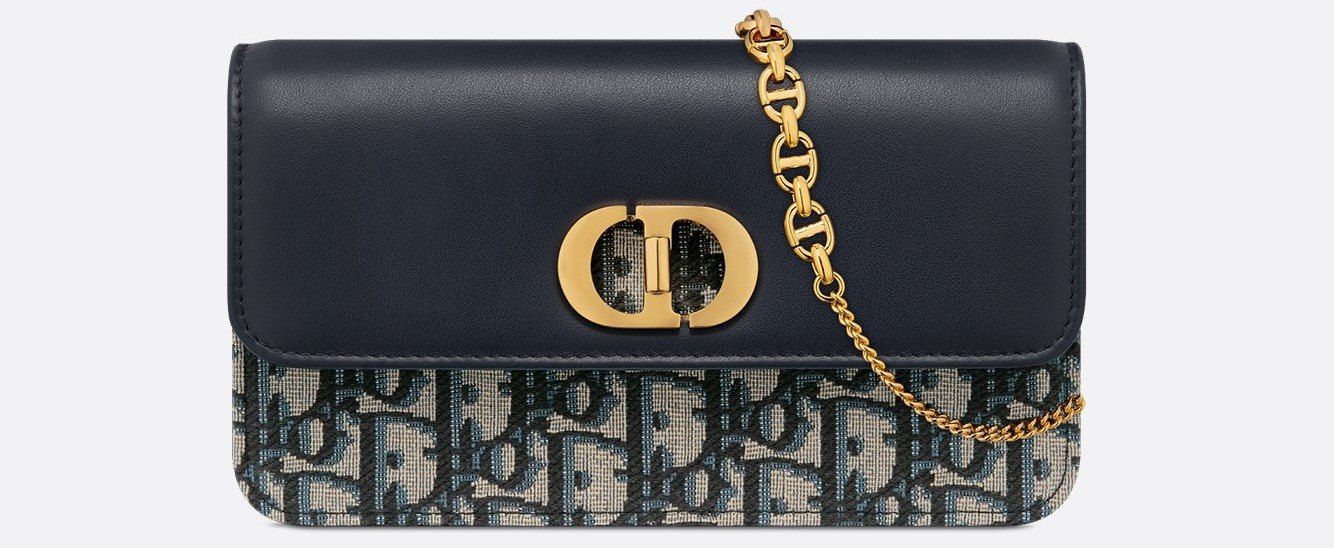 Miss Caro Pouch with Chain - Blue Dior Oblique Jacquard and Smooth Calfskin 1 Miss Caro Pouch with Chain - Blue Dior Oblique Jacquard and Smooth Calfskin 1