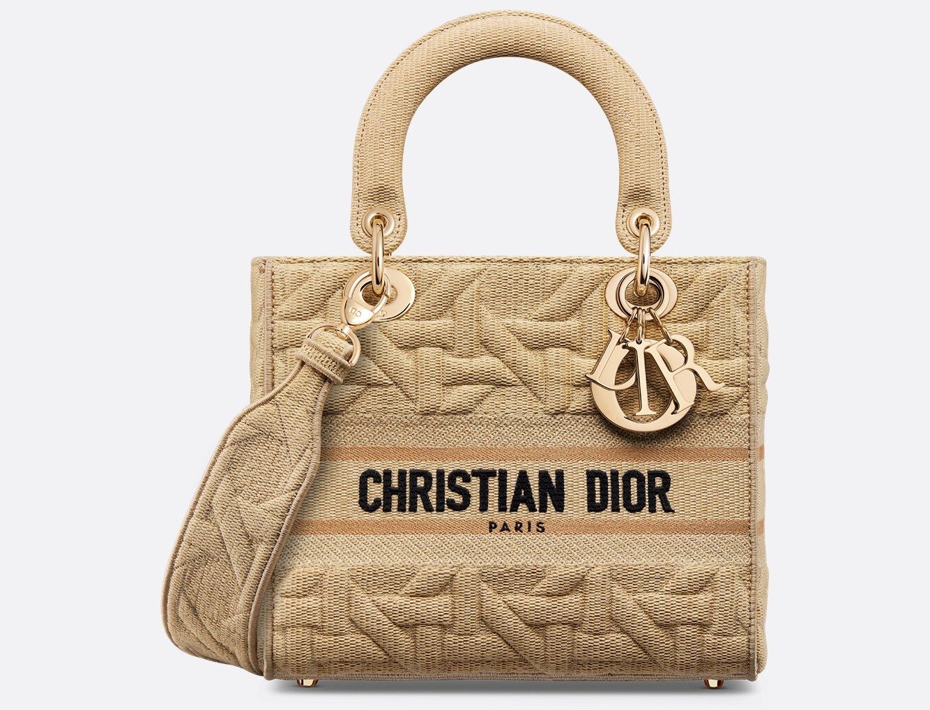 Medium Lady D-Lite Bag - Beige Graphic Cannage Embroidery 1 Medium Lady D-Lite Bag - Beige Graphic Cannage Embroidery 1