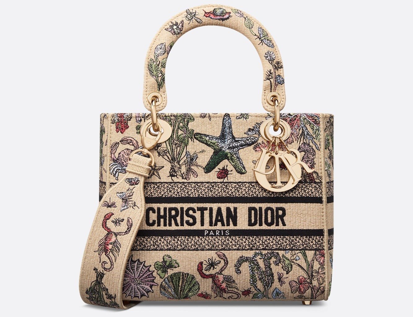 Medium Lady D-Lite Bag - Beige Raffia with Multicolor Dior Cabinet de Curiosités Embroidery 1 Medium Lady D-Lite Bag - Beige Raffia with Multicolor Dior Cabinet de Curiosités Embroidery 1