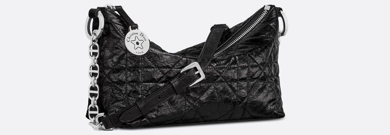 Diorstar Hobo Bag with Chain - Black Macrocannage Crinkled Calfskin 1 Diorstar Hobo Bag with Chain - Black Macrocannage Crinkled Calfskin 1