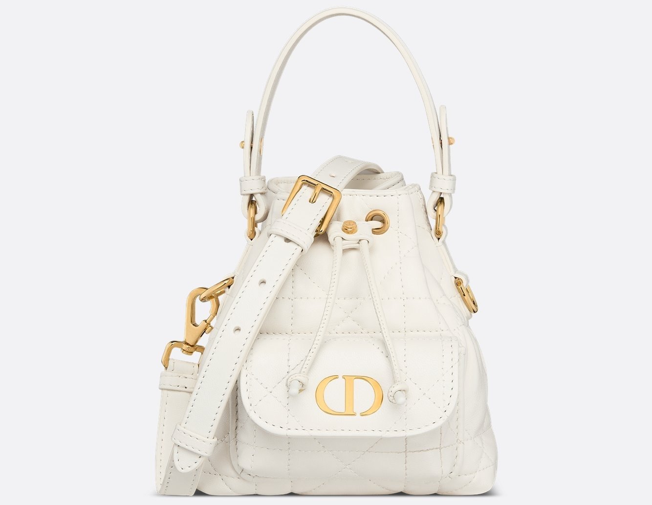 Dior Caro Nano Bucket Bag - Latte Macrocannage Lambskin 1 Dior Caro Nano Bucket Bag - Latte Macrocannage Lambskin 1