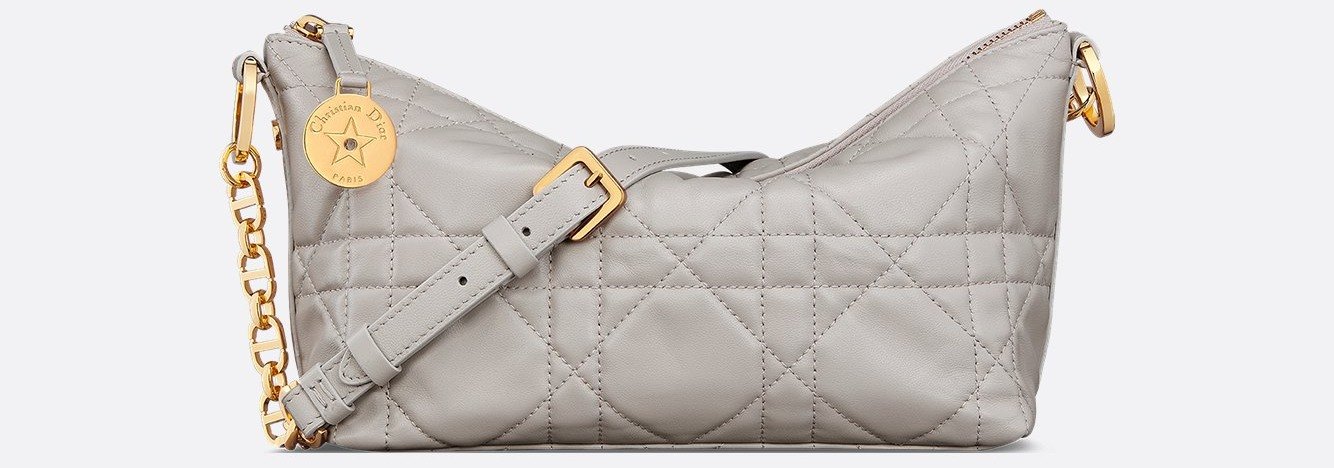 Diorstar Hobo Bag with Chain - Gray Macrocannage Lambskin 1 Diorstar Hobo Bag with Chain - Gray Macrocannage Lambskin 1
