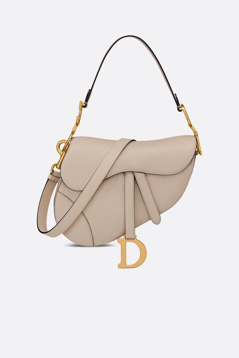 Saddle Bag with Strap - Powder Beige Grained Calfskin 1 Saddle Bag with Strap - Powder Beige Grained Calfskin 1