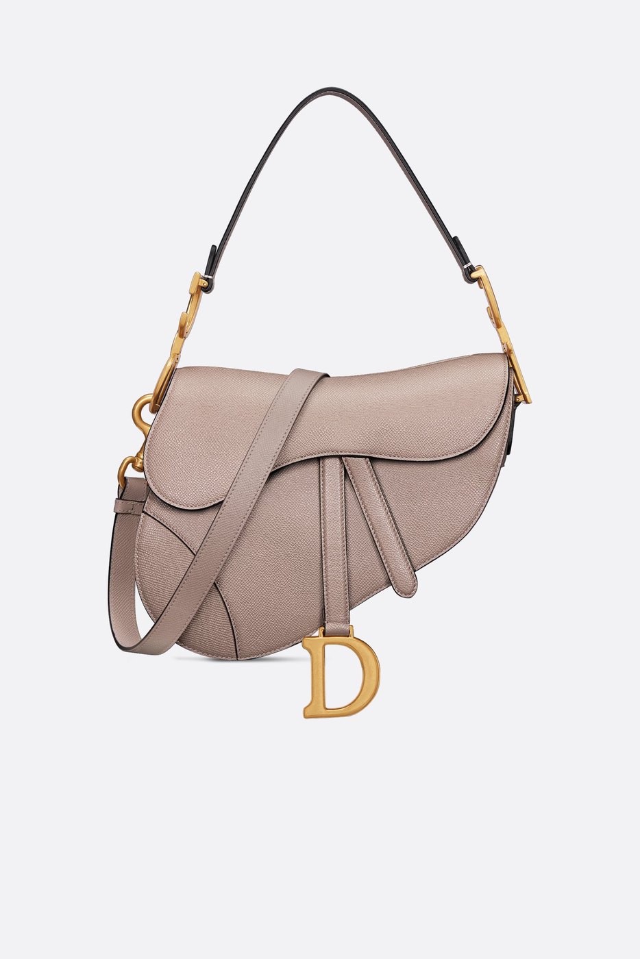 Saddle Bag with Strap - Warm Taupe Grained Calfskin 1 Saddle Bag with Strap - Warm Taupe Grained Calfskin 1