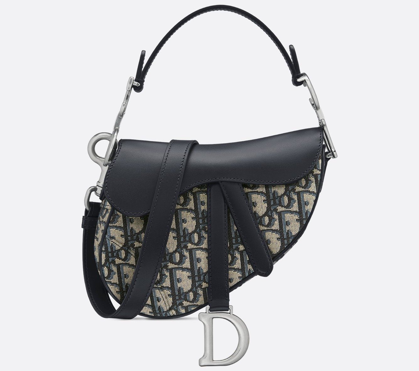 Mini Saddle Bag with Strap - Blue Dior Oblique Jacquard and Smooth Calfskin 1 Mini Saddle Bag with Strap - Blue Dior Oblique Jacquard and Smooth Calfskin 1