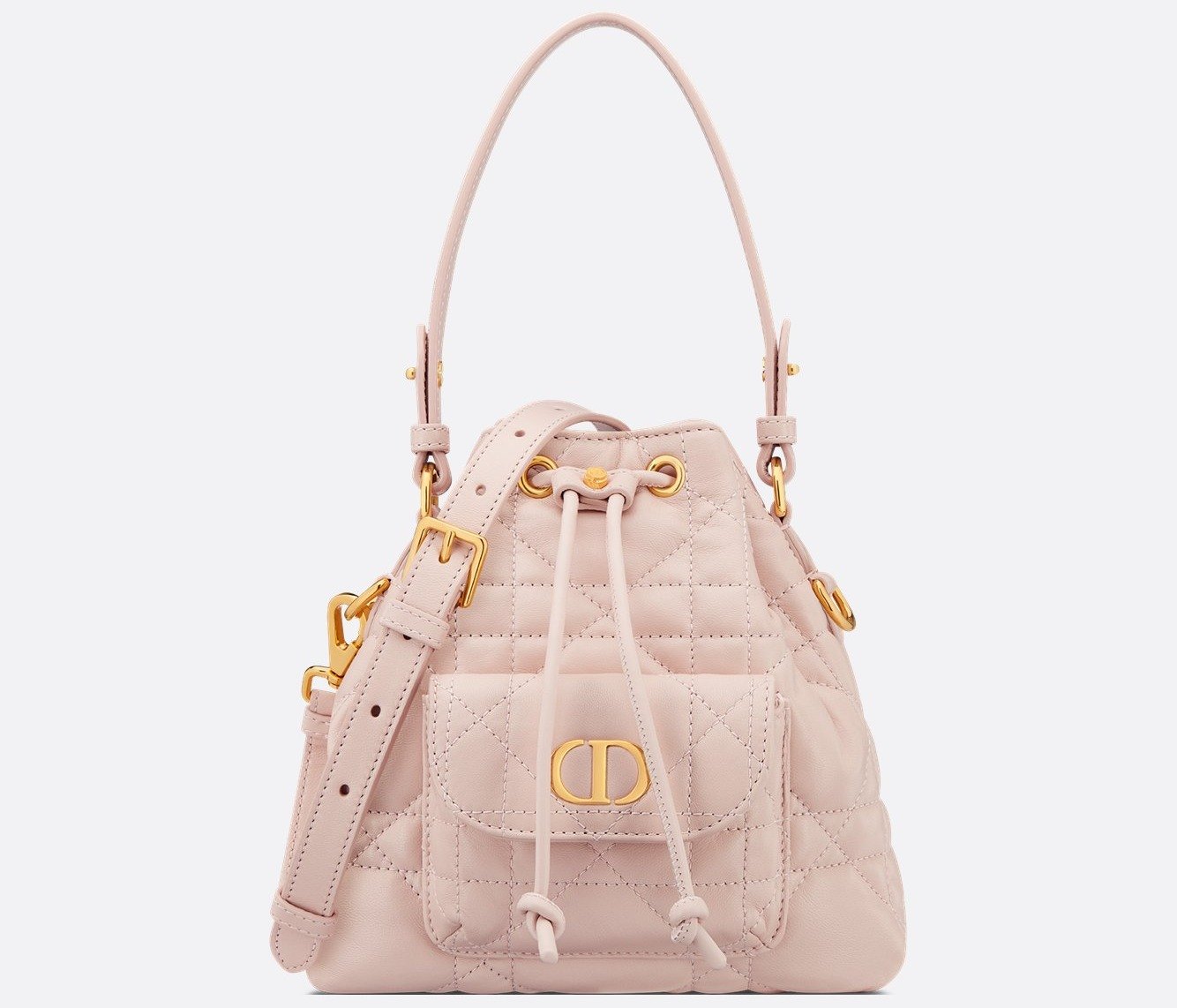Mini Dior Caro Bucket Bag - Powder Pink Macrocannage Lambskin 1 Mini Dior Caro Bucket Bag - Powder Pink Macrocannage Lambskin 1