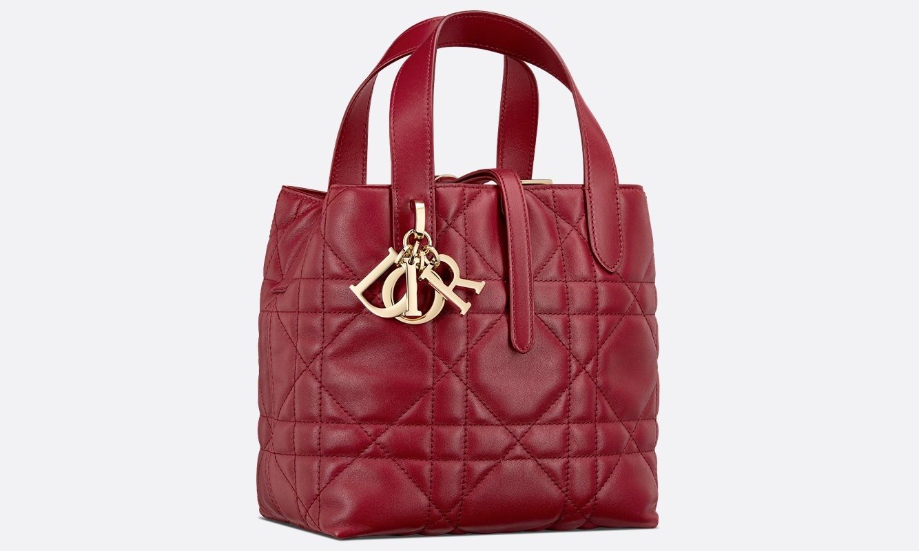 Small Dior Toujours Vertical Tote Bag - Cherry Red Macrocannage Calfskin 1 Small Dior Toujours Vertical Tote Bag - Cherry Red Macrocannage Calfskin 1