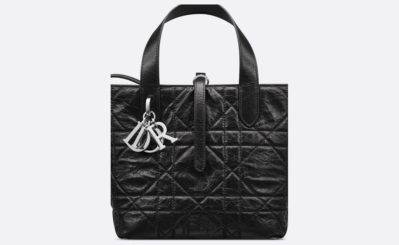 Small Dior Toujours Vertical Tote Bag - Black Macrocannage Crinkled Calfskin 1 Small Dior Toujours Vertical Tote Bag - Black Macrocannage Crinkled Calfskin 1