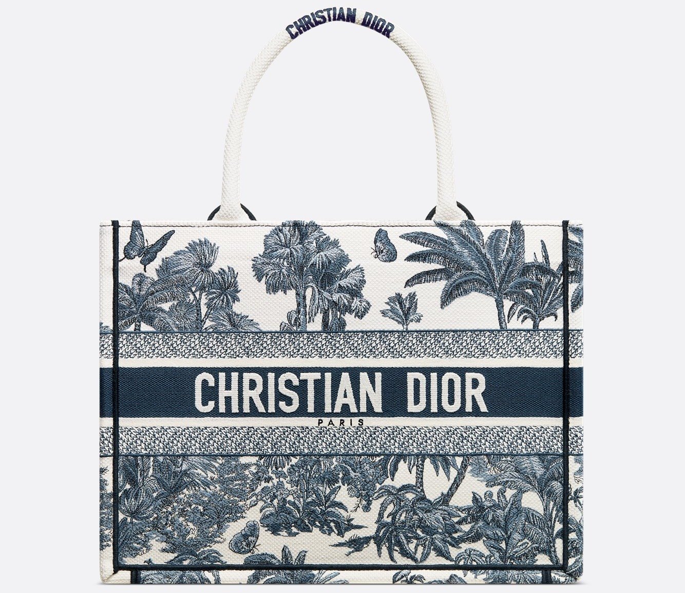 Dioriviera Medium Dior Book Tote - White and Blue Toile de Jouy Palms Embroidery (36 x 27.5 x 16.5 cm) 1 Dioriviera Medium Dior Book Tote - White and Blue Toile de Jouy Palms Embroidery (36 x 27.5 x 16.5 cm) 1