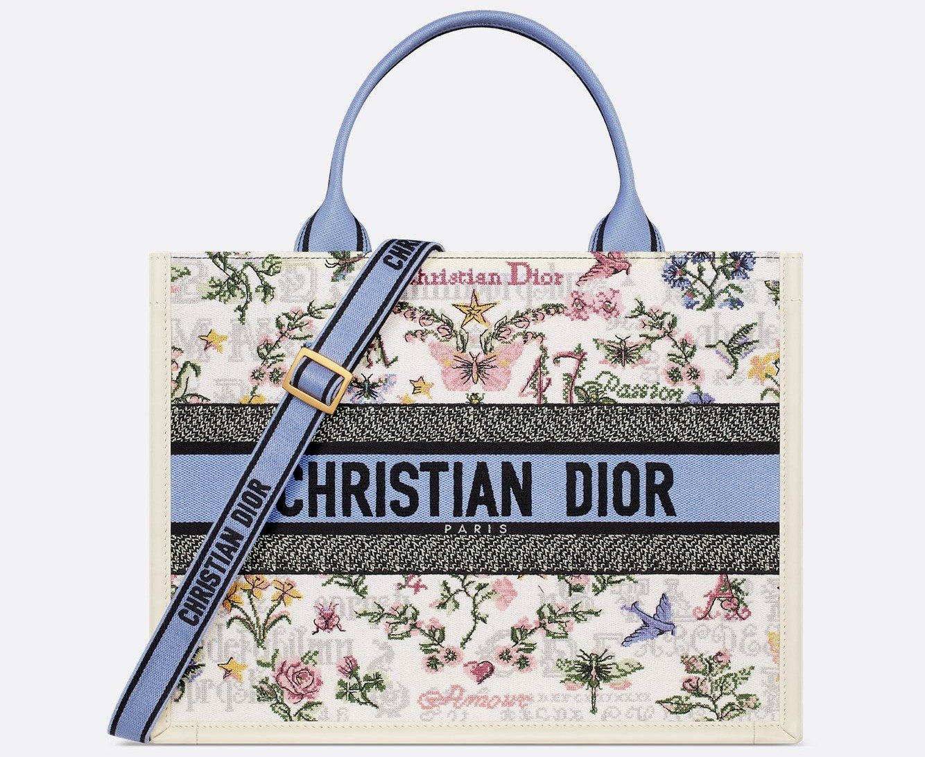 Dioramour Medium Dior Book Tote - Latte Embroidery with Multicolor Amour 1947 Motif and Latte Calfskin (36.5 x 28 x 17.5 cm) 1 Dioramour Medium Dior Book Tote - Latte Embroidery with Multicolor Amour 1947 Motif and Latte Calfskin (36.5 x 28 x 17.5 cm) 1