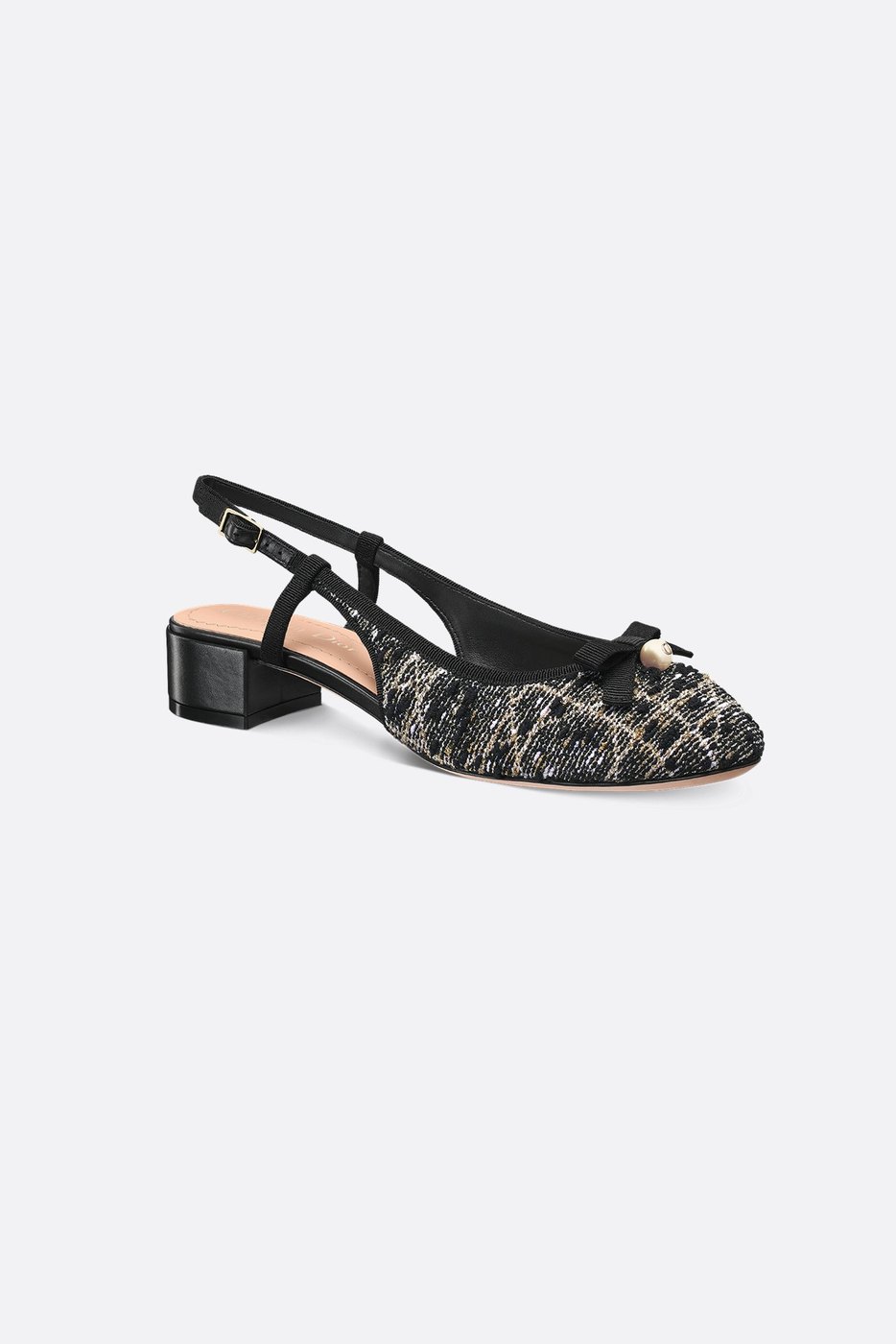 Dior Ballet Slingback Pump - Black Cannage Tweed and Gold-Tone Metallic Thread 1 Dior Ballet Slingback Pump - Black Cannage Tweed and Gold-Tone Metallic Thread 1