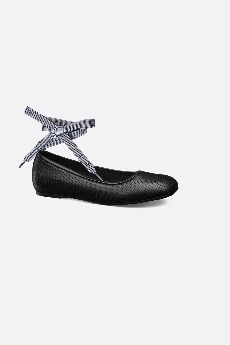 D-Journey Lace-Up Ballet Flat - Black Perforated Supple Lambskin 1 D-Journey Lace-Up Ballet Flat - Black Perforated Supple Lambskin 1