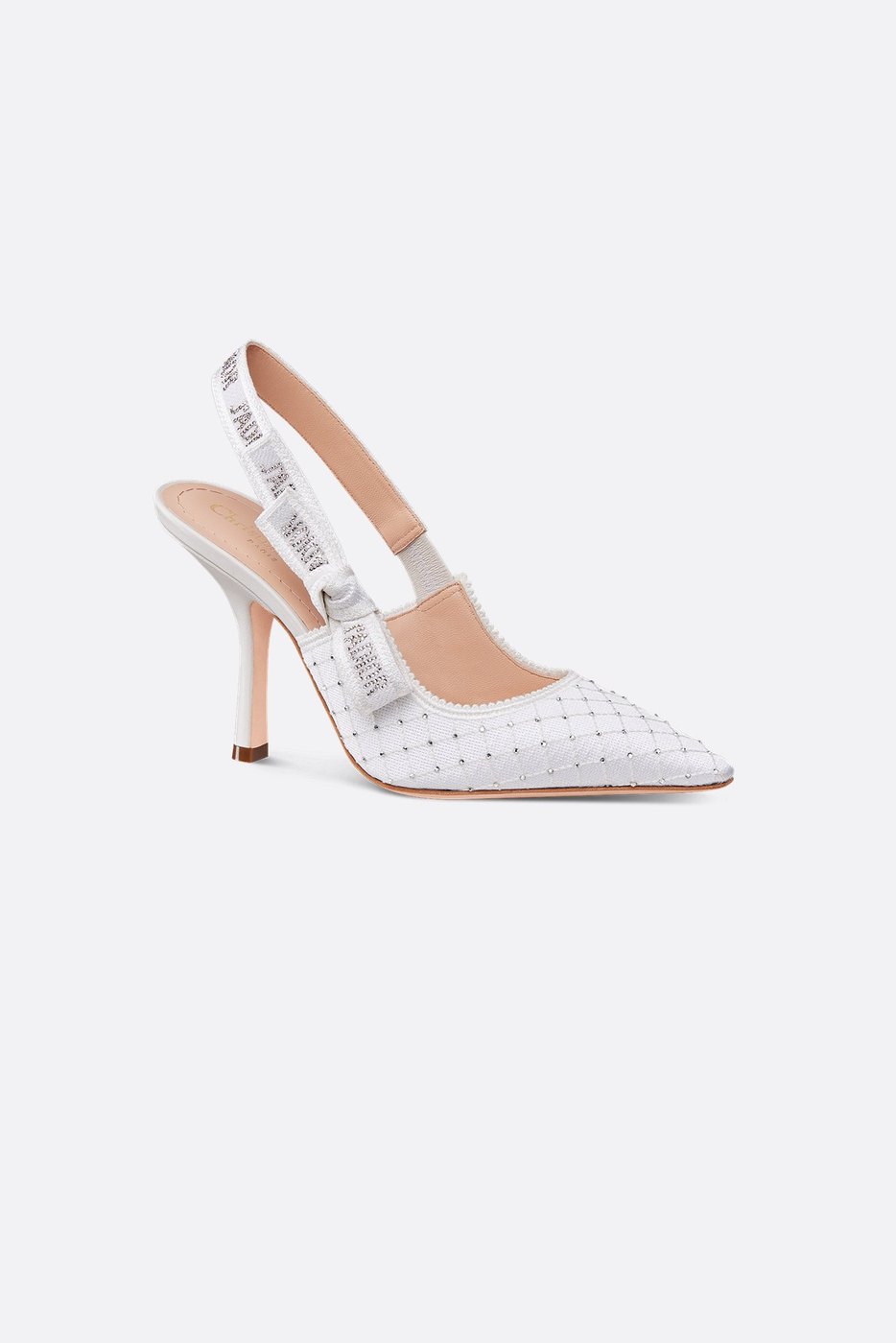 J'Adior Slingback Pump - White Embroidered Cotton and Silver-Tone Strass 1 J'Adior Slingback Pump - White Embroidered Cotton and Silver-Tone Strass 1