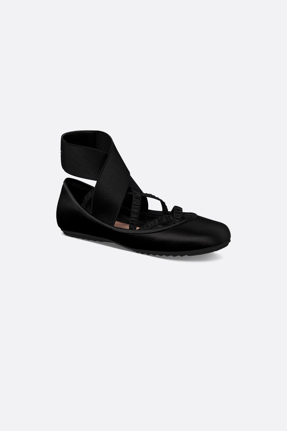 Dior Shade Ballet Flat - Black Satin and Elastic Straps 1 Dior Shade Ballet Flat - Black Satin and Elastic Straps 1