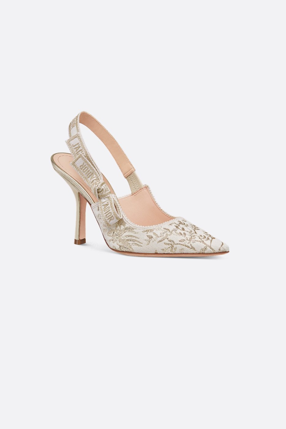 J'Adior Slingback Pump - White and Gold-Tone Millefiori Jacquard 1 J'Adior Slingback Pump - White and Gold-Tone Millefiori Jacquard 1