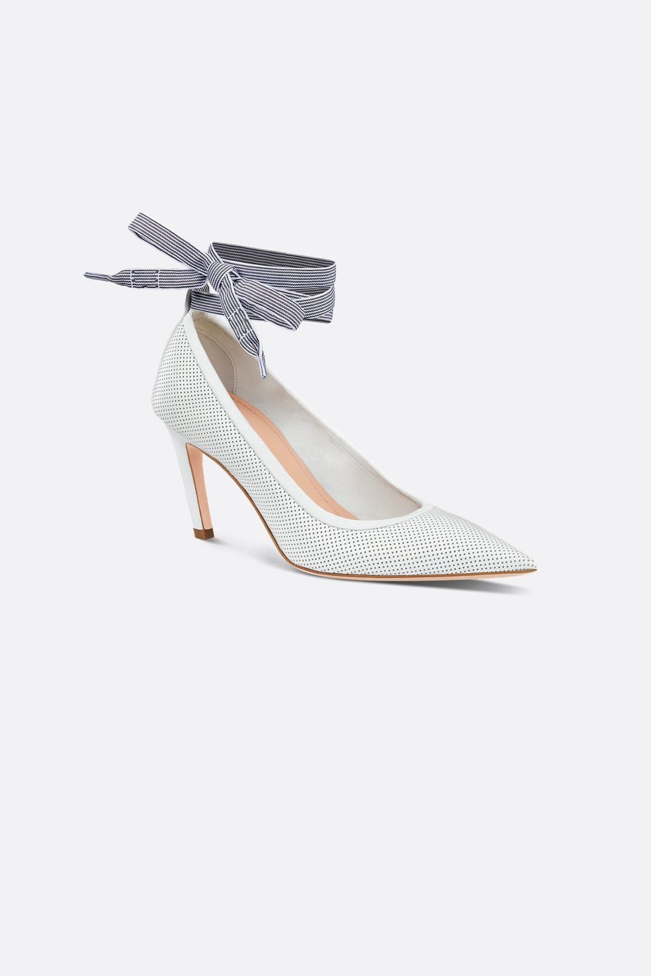 D-Journey Lace-Up Pump - White Perforated Supple Lambskin 1 D-Journey Lace-Up Pump - White Perforated Supple Lambskin 1