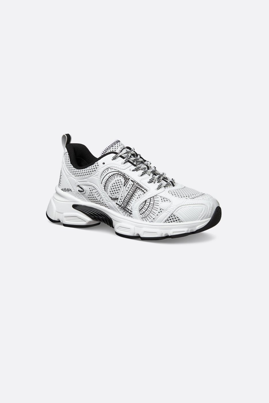 Dior Chrono Sneaker - Mesh with White and Black Leather-Effect Panels 1 Dior Chrono Sneaker - Mesh with White and Black Leather-Effect Panels 1