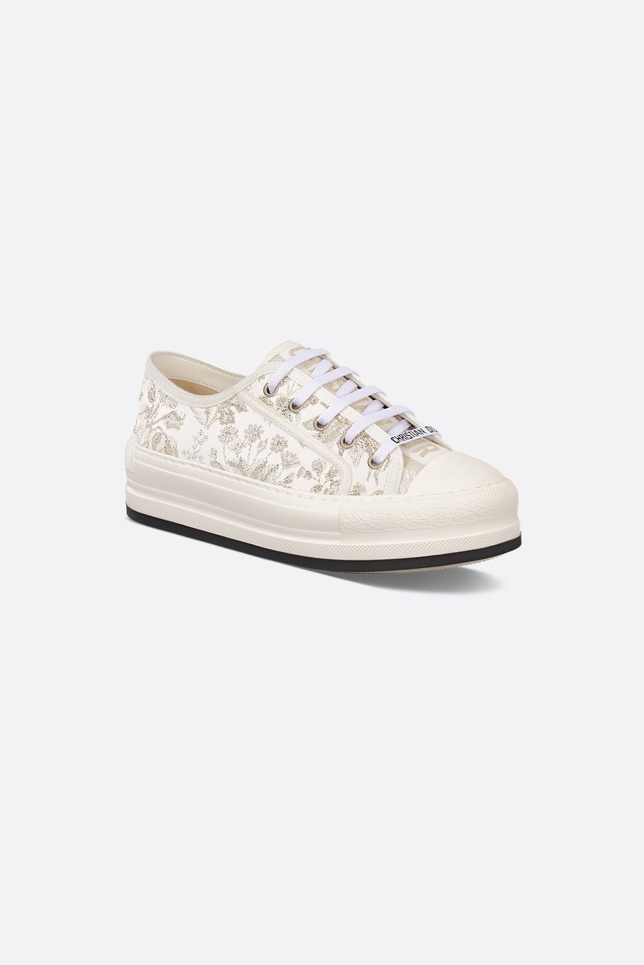 Walk'n'Dior Platform Sneaker - White and Gold-Tone Millefiori Jacquard 1 Walk'n'Dior Platform Sneaker - White and Gold-Tone Millefiori Jacquard 1