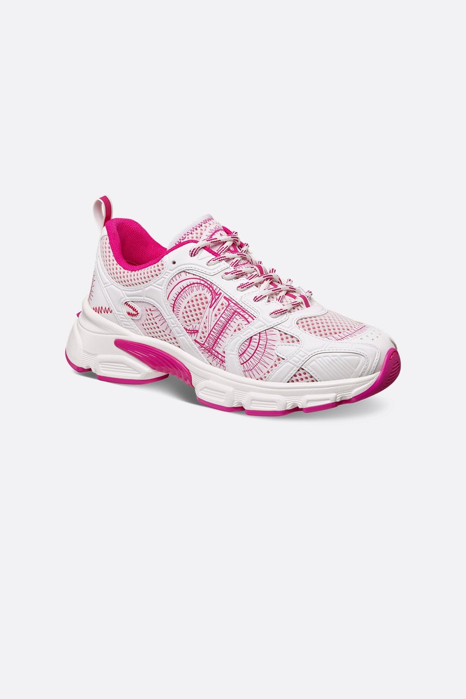 Miss Dior — Dior Chrono Sneaker - White and Fuchsia Mesh with Leather-Effect Panels 1 Miss Dior — Dior Chrono Sneaker - White and Fuchsia Mesh with Leather-Effect Panels 1