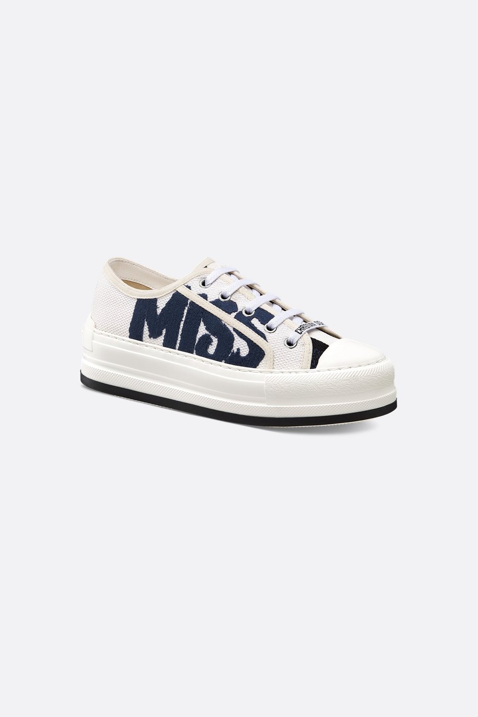 Walk'n'Dior Platform Sneaker - White and Deep Blue Embroidered Cotton 1 Walk'n'Dior Platform Sneaker - White and Deep Blue Embroidered Cotton 1