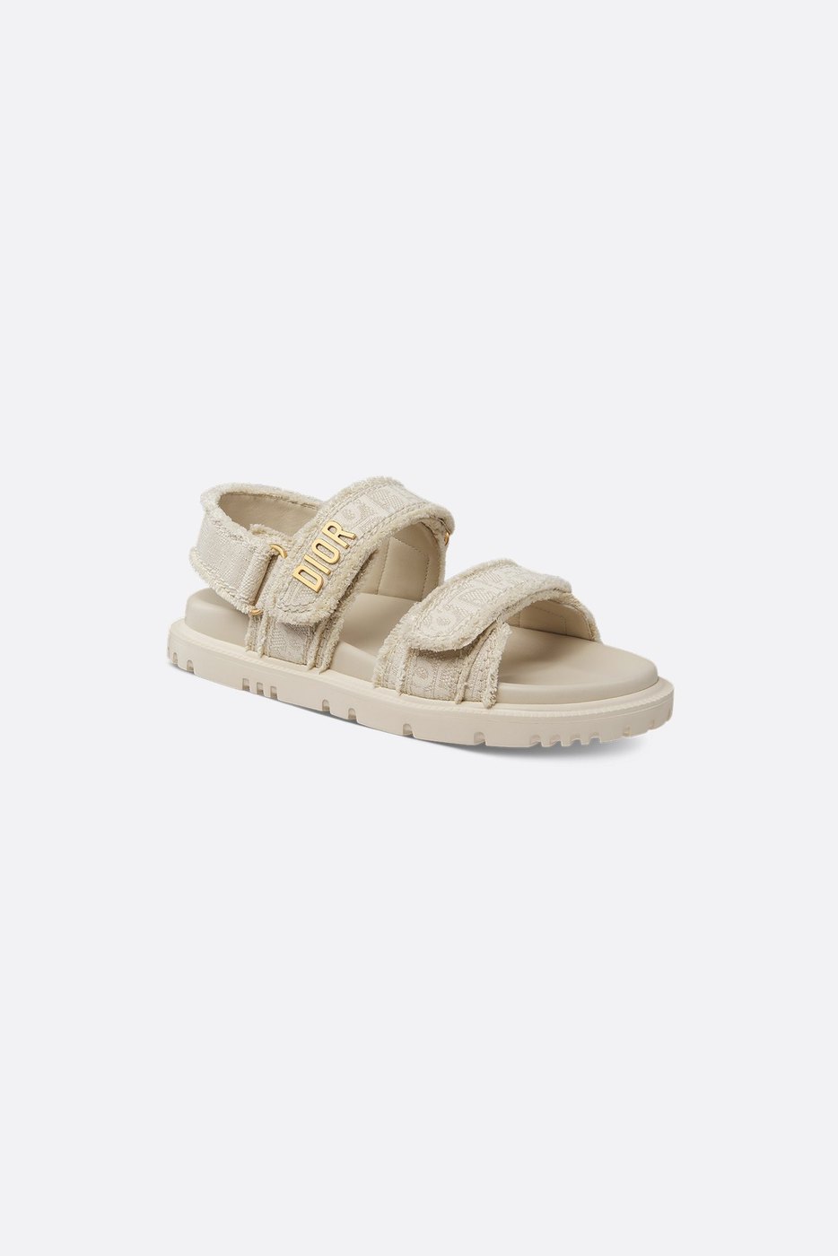 Dioract Sandal - Fringed Cotton Embroidered with Natural Dior Oblique Motif 1 Dioract Sandal - Fringed Cotton Embroidered with Natural Dior Oblique Motif 1