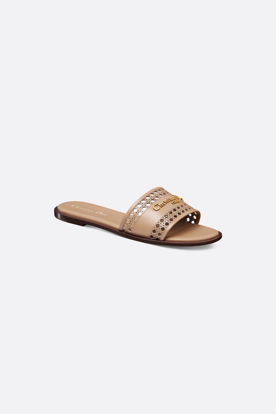 D-Lane Slide - Beige Calfskin with Openwork Microcannage Motif 1 D-Lane Slide - Beige Calfskin with Openwork Microcannage Motif 1