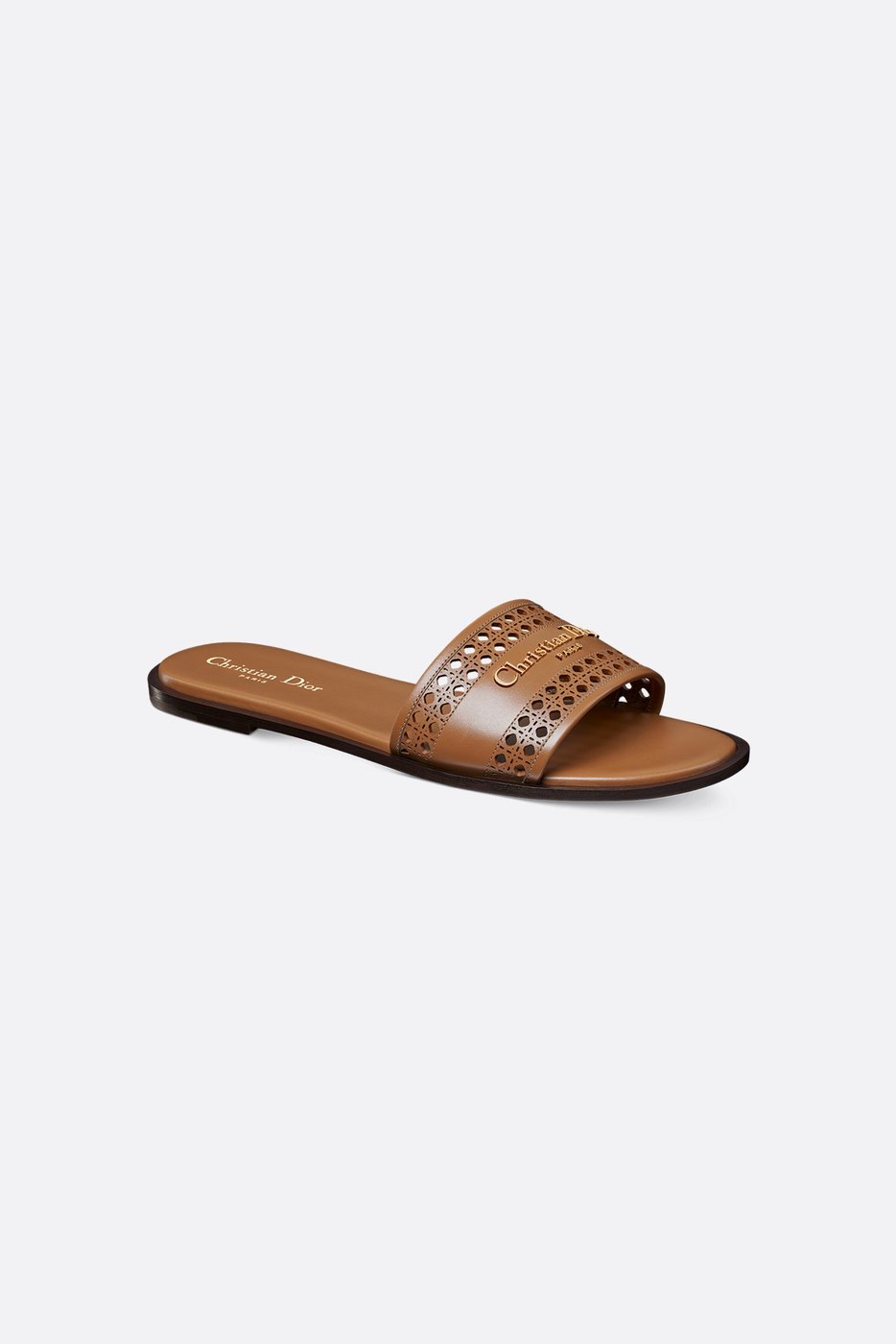 D-Lane Slide - Camel Calfskin with Openwork Microcannage Motif 1 D-Lane Slide - Camel Calfskin with Openwork Microcannage Motif 1