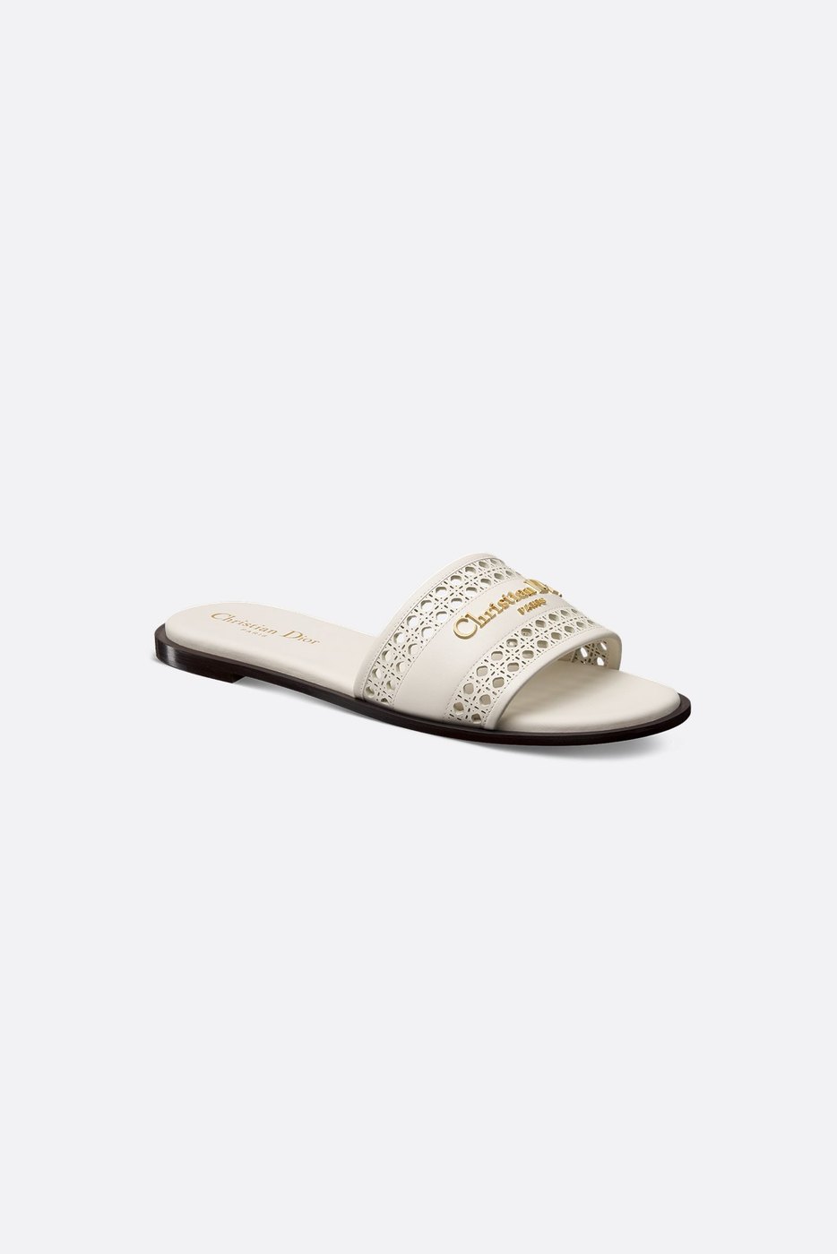 D-Lane Slide - White Calfskin with Openwork Microcannage Motif 1 D-Lane Slide - White Calfskin with Openwork Microcannage Motif 1