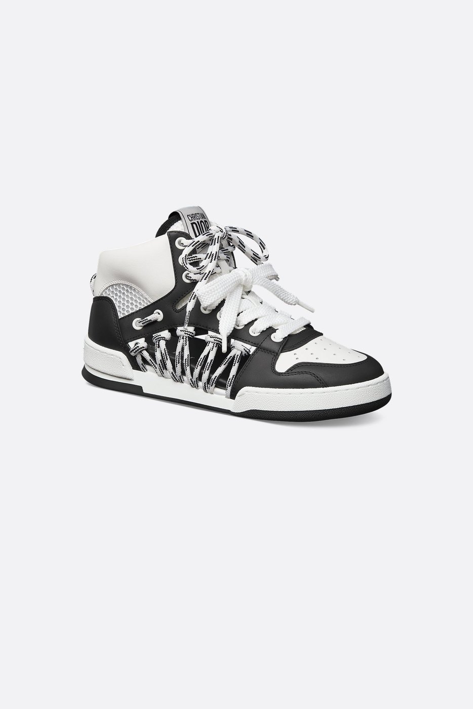 Dior First High-Top Sneaker - Black and White Calfskin with Two-Tone Laces 1 Dior First High-Top Sneaker - Black and White Calfskin with Two-Tone Laces 1