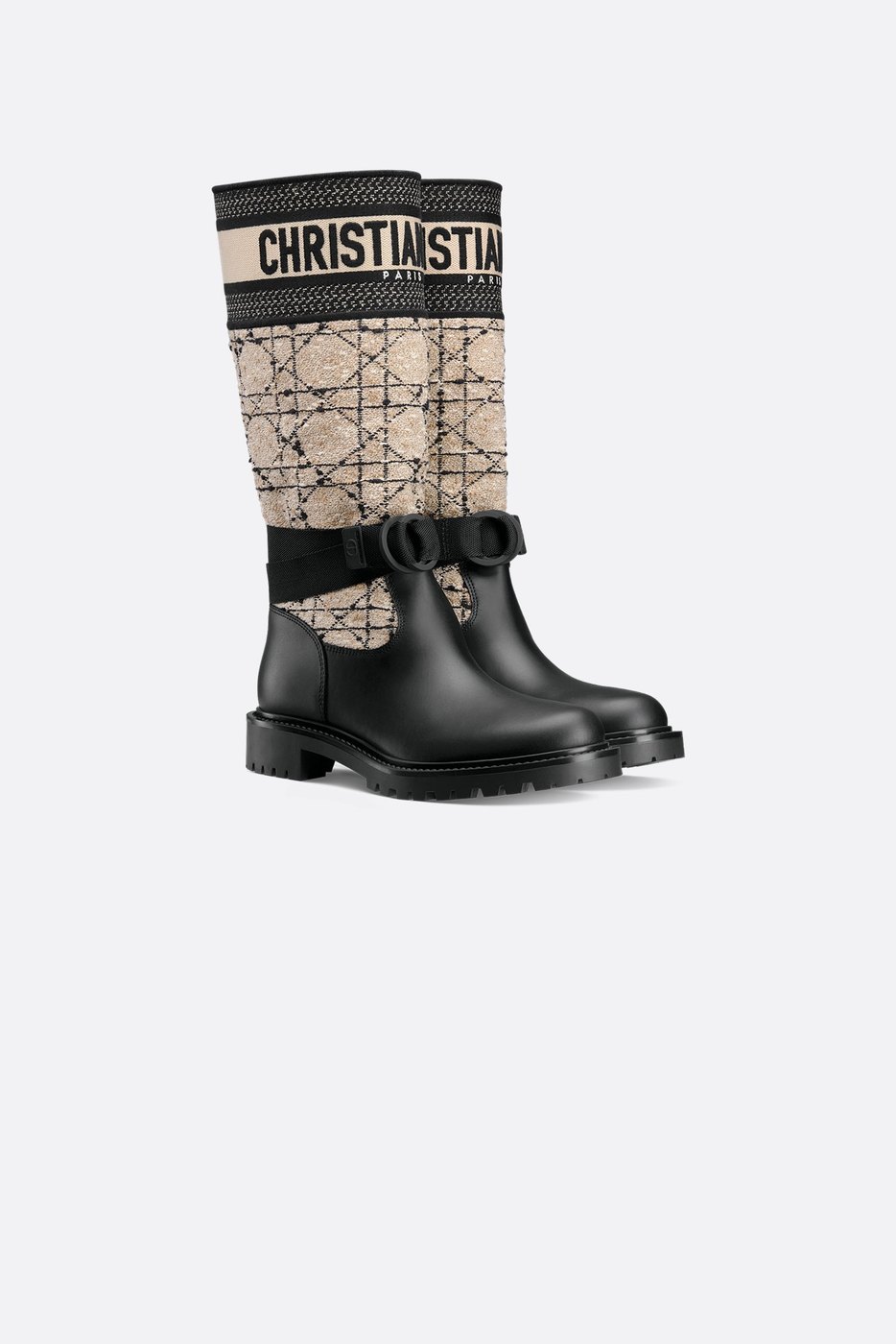 D-Major Boot - Beige and Black Cannage Tweed and Black Calfskin 1 D-Major Boot - Beige and Black Cannage Tweed and Black Calfskin 1