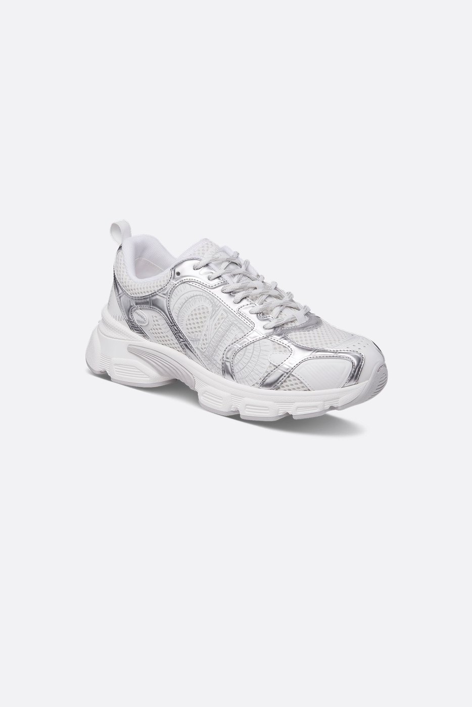 Dior Chrono Sneaker - White Mesh with Silver-Tone and White Laminated Leather-Effect Inserts 1 Dior Chrono Sneaker - White Mesh with Silver-Tone and White Laminated Leather-Effect Inserts 1