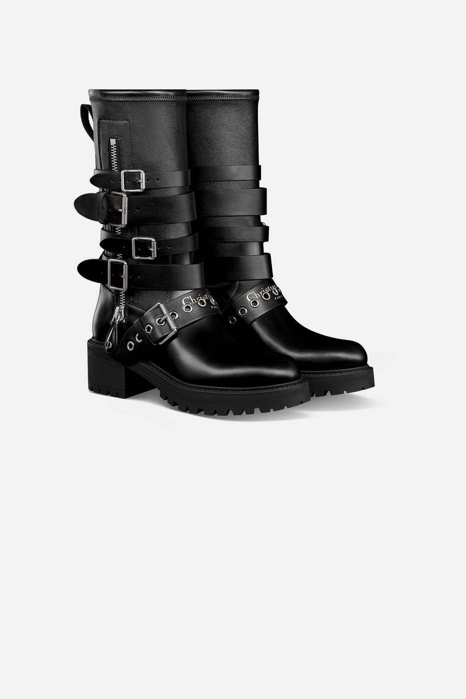 D-Fight Ankle Boot - Black Calfskin and Leather-Effect Stretch Material 1 D-Fight Ankle Boot - Black Calfskin and Leather-Effect Stretch Material 1