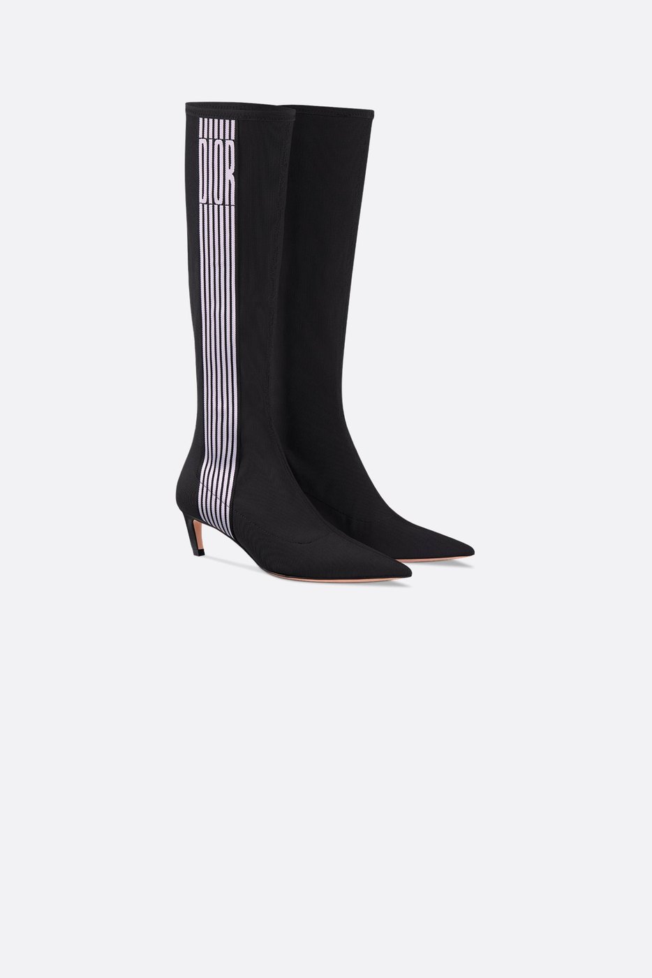 Optical-D Heeled Boot - Black and White Stretch Mesh with Dior Graphique Motif 1 Optical-D Heeled Boot - Black and White Stretch Mesh with Dior Graphique Motif 1