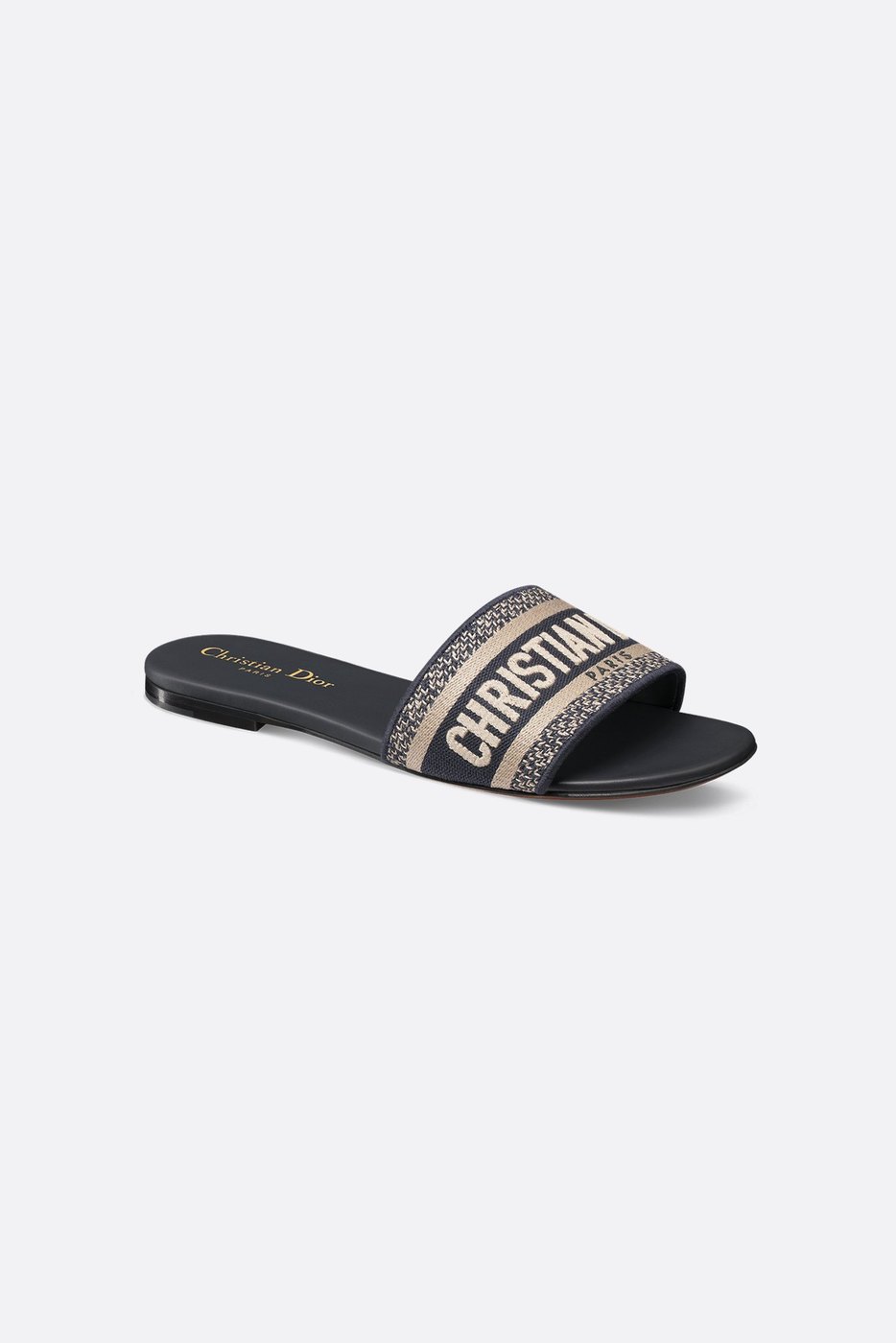 Dway Slide - Deep Blue Embroidered Cotton 1 Dway Slide - Deep Blue Embroidered Cotton 1