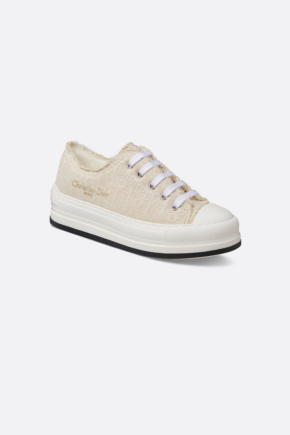 Walk'n'Dior Platform Sneaker - Fringed Cotton Embroidered with Natural Dior Oblique Motif 1 Walk'n'Dior Platform Sneaker - Fringed Cotton Embroidered with Natural Dior Oblique Motif 1